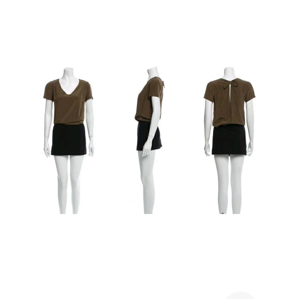 Sandro Paris Olive Silk and Black Rayon Blend Blouson Mini Dress, NWOT, Sz. 1(S)